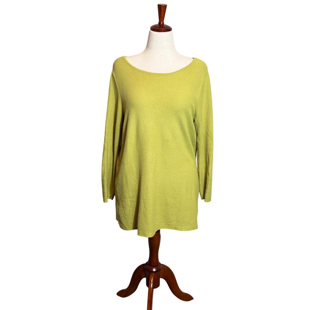 J. Jill tunic green scoop neck long sleeve textured knit light sweater top Sz L